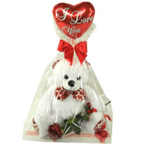 bucket of roses and balloon