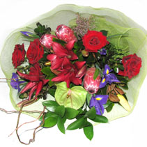 mixed flowers in mesh