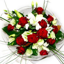 roses and white flowers